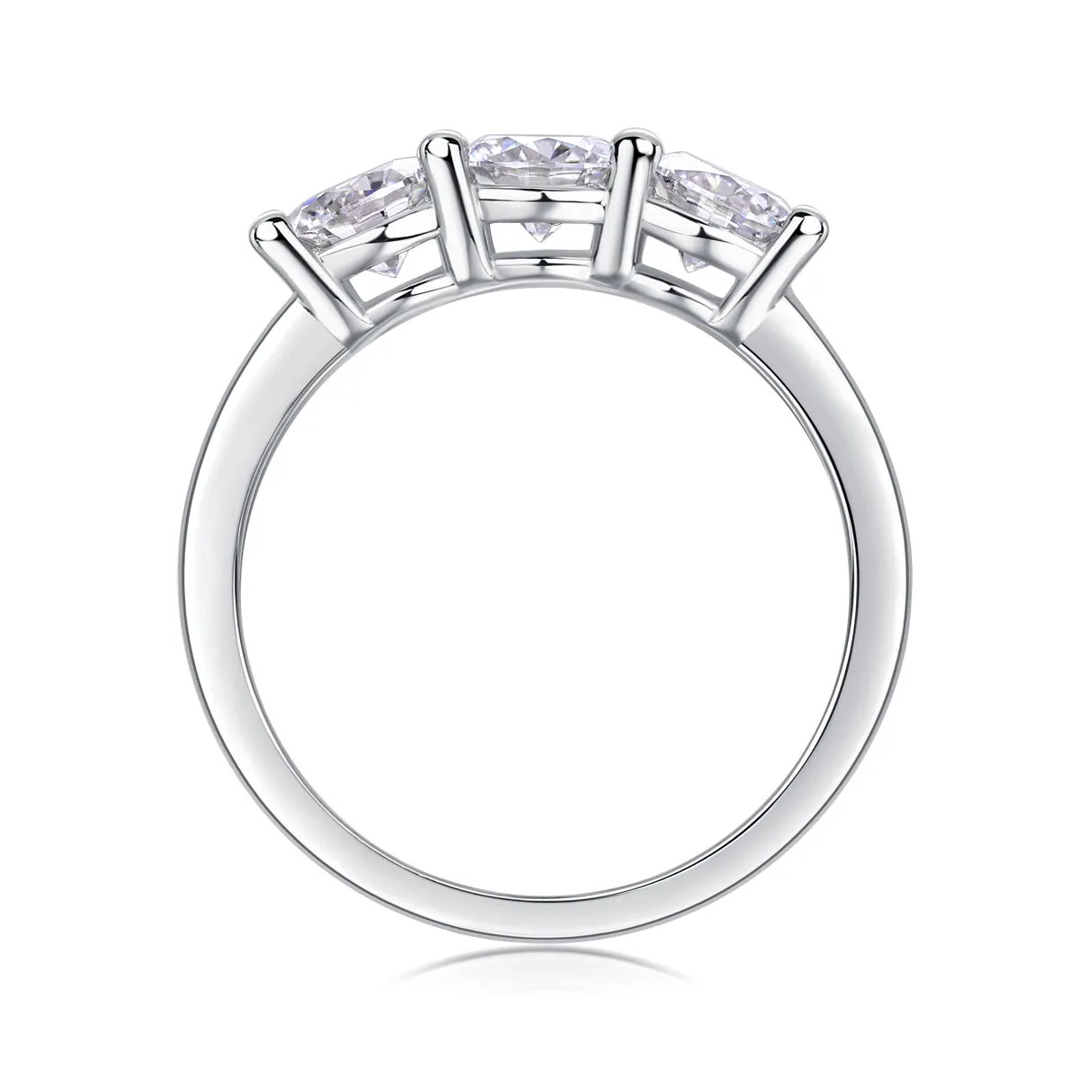 0.5 carat moissanite wedding ring set in S925 silver with platinum plating, gold colour, on white background