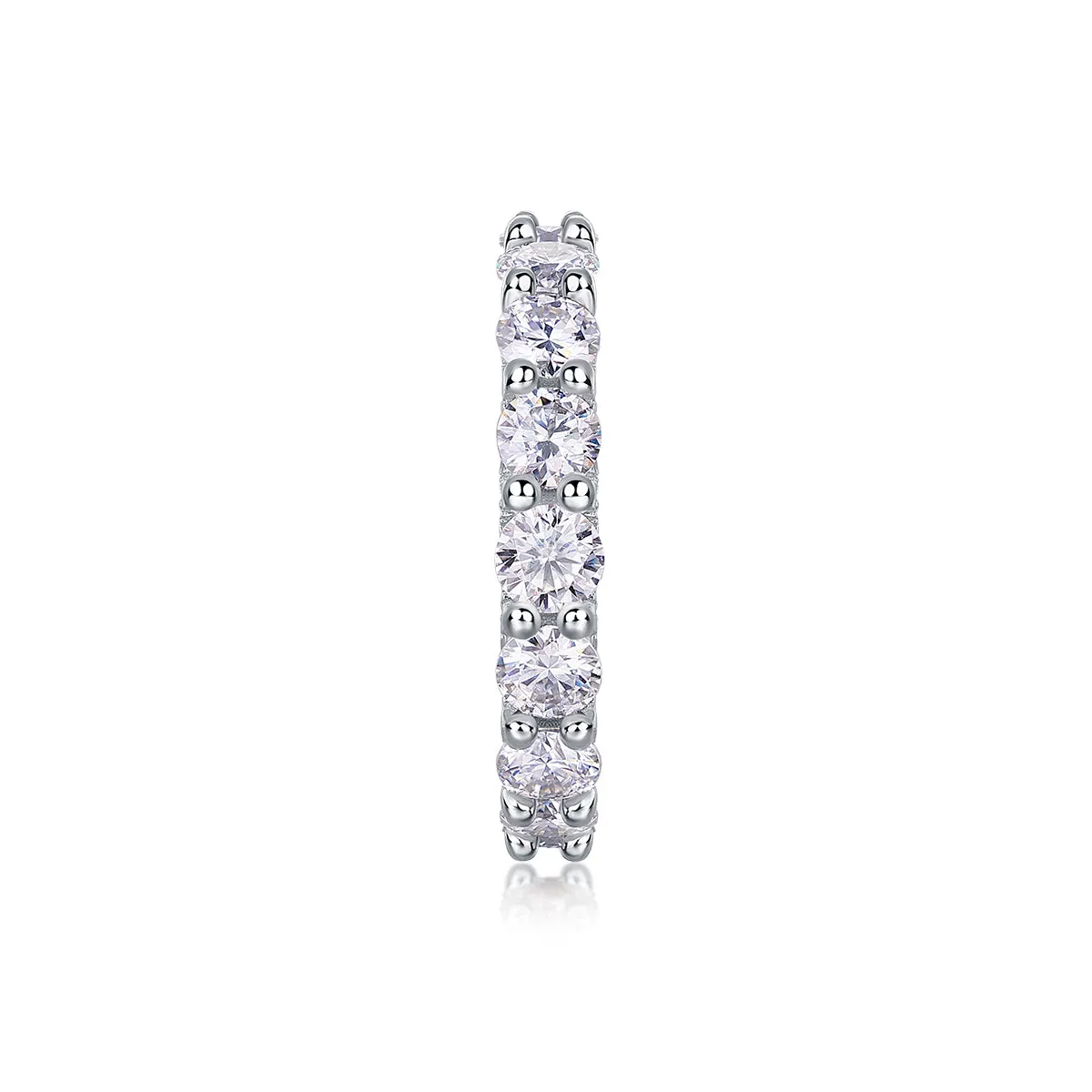 Ferris Wheel moissanite ring set in S925 silver with platinum plating on a white background