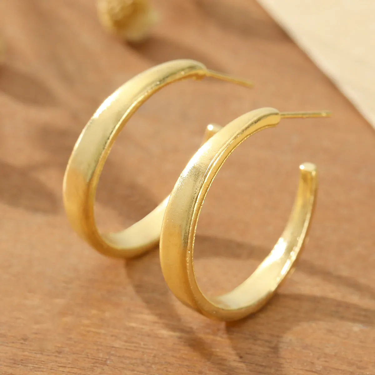 Pair of brushed matte geometric earrings for women in picture colour zinc alloy