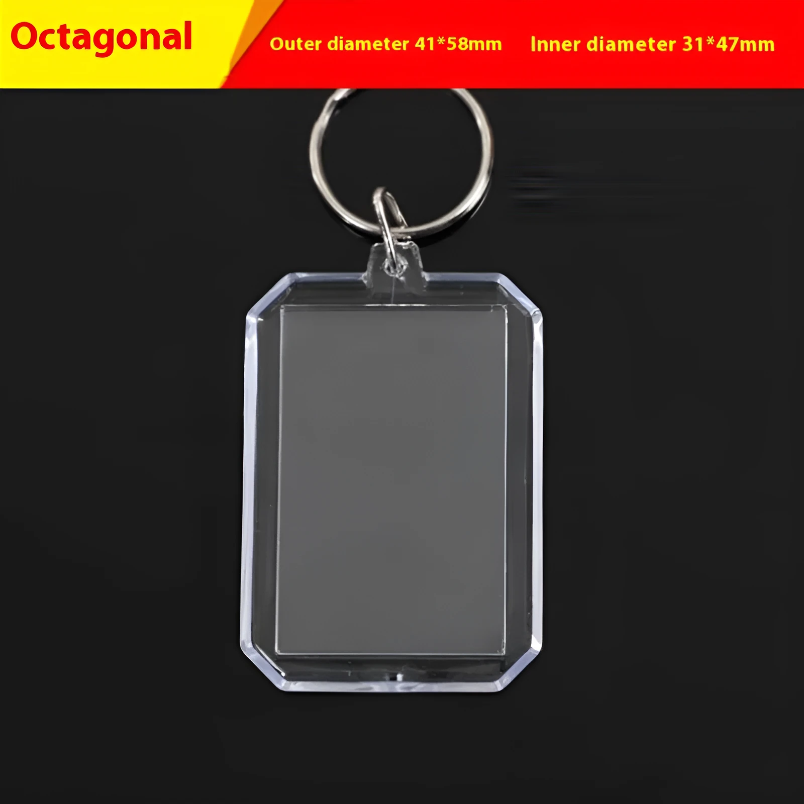 Transparent acrylic empty keychain shell in apple shape against a white background