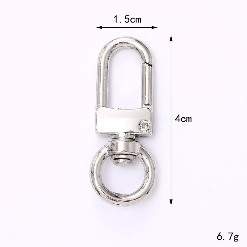 Zinc alloy fish mouth ring buckle keychain with love heart pattern, medium size, simple metal finish