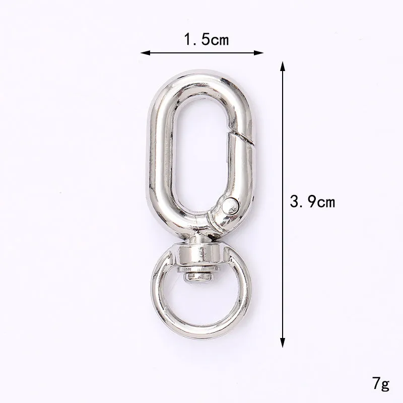 Zinc alloy fish mouth ring buckle keychain with love heart pattern, medium size, simple metal finish