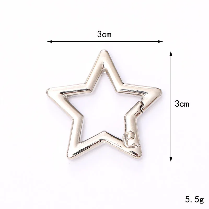 Zinc alloy fish mouth ring buckle keychain with love heart pattern, medium size, simple metal finish
