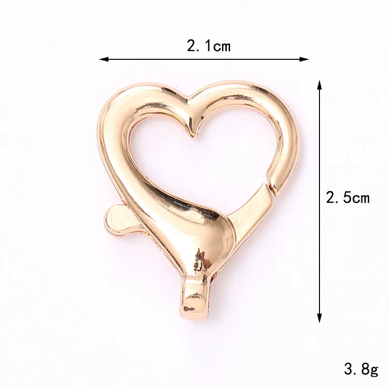 Zinc alloy fish mouth ring buckle keychain with love heart pattern, medium size, simple metal finish