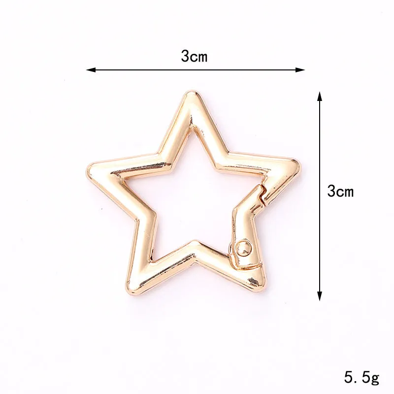 Zinc alloy fish mouth ring buckle keychain with love heart pattern, medium size, simple metal finish