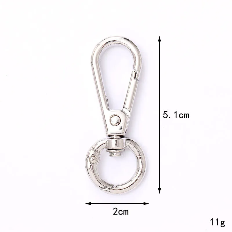 Zinc alloy fish mouth ring buckle keychain with love heart pattern, medium size, simple metal finish