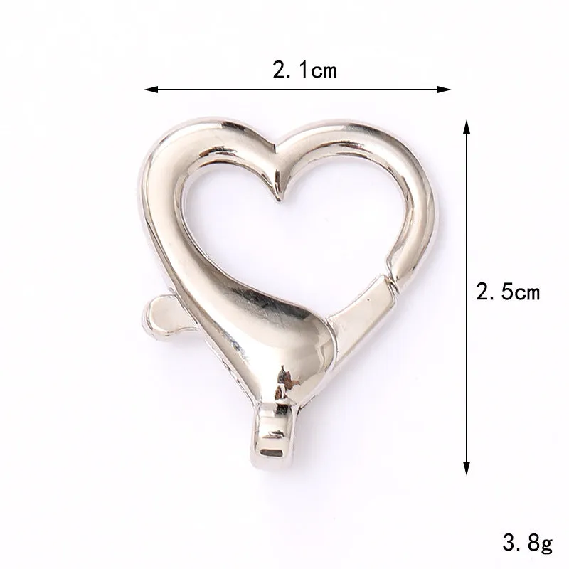 Zinc alloy fish mouth ring buckle keychain with love heart pattern, medium size, simple metal finish