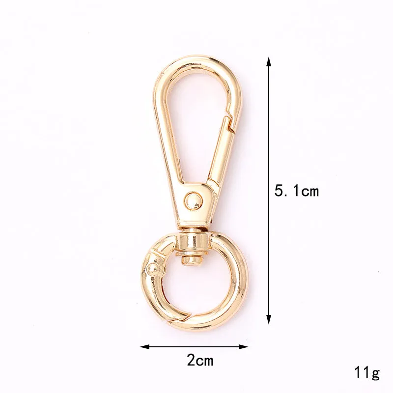 Zinc alloy fish mouth ring buckle keychain with love heart pattern, medium size, simple metal finish