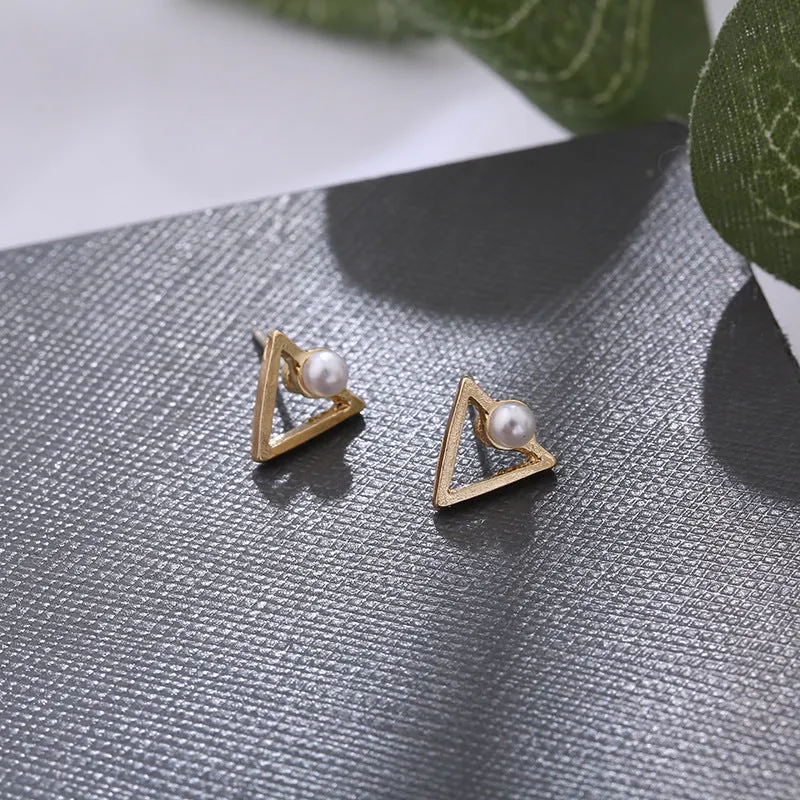 Hollow diamond square alloy stud earrings for women, geometric shape, multiple colour options