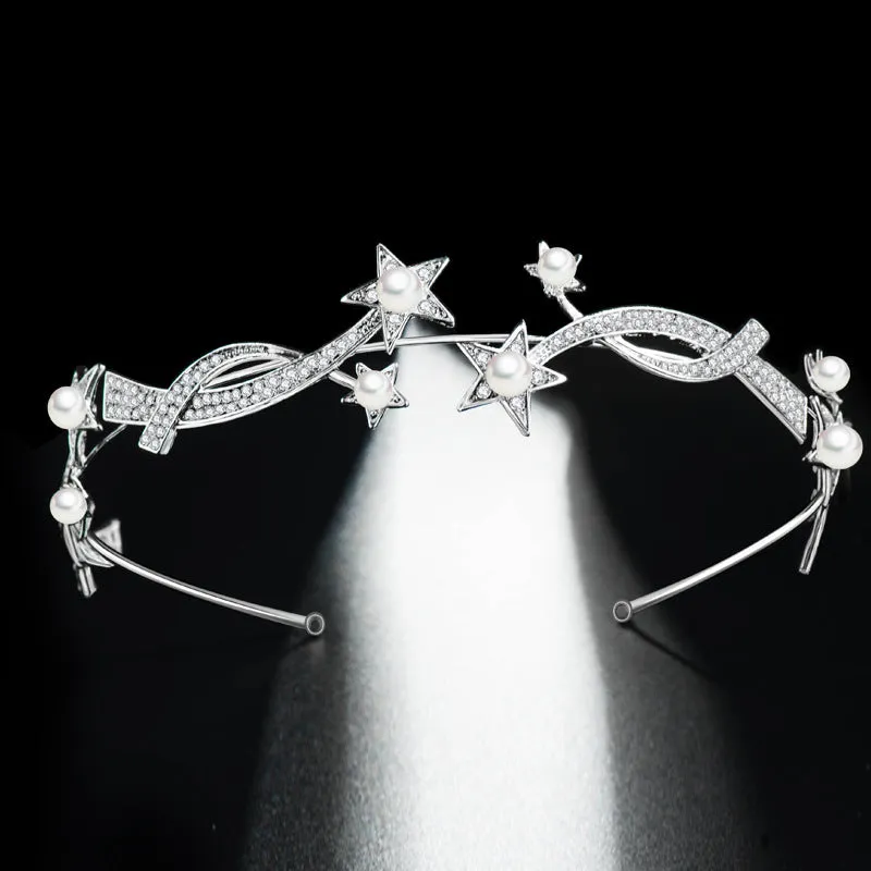 New Princess XINGX bridal crown headband alloy wave shape electroplated finish 28cm long 3.5cm wide default colour