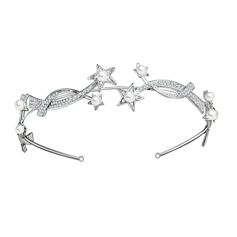 New Princess XINGX bridal crown headband alloy wave shape electroplated finish 28cm long 3.5cm wide default colour