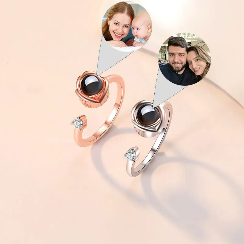 Pair of adjustable copper couple rings with electroplated rose gold and platinum finishes