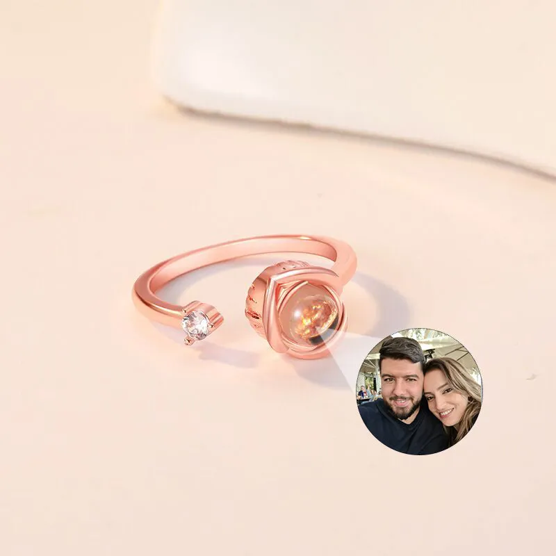 Pair of adjustable copper couple rings with electroplated rose gold and platinum finishes