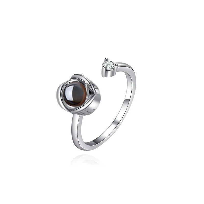 Pair of adjustable copper couple rings with electroplated rose gold and platinum finishes