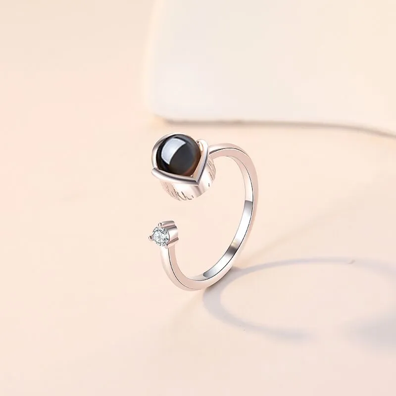 Pair of adjustable copper couple rings with electroplated rose gold and platinum finishes