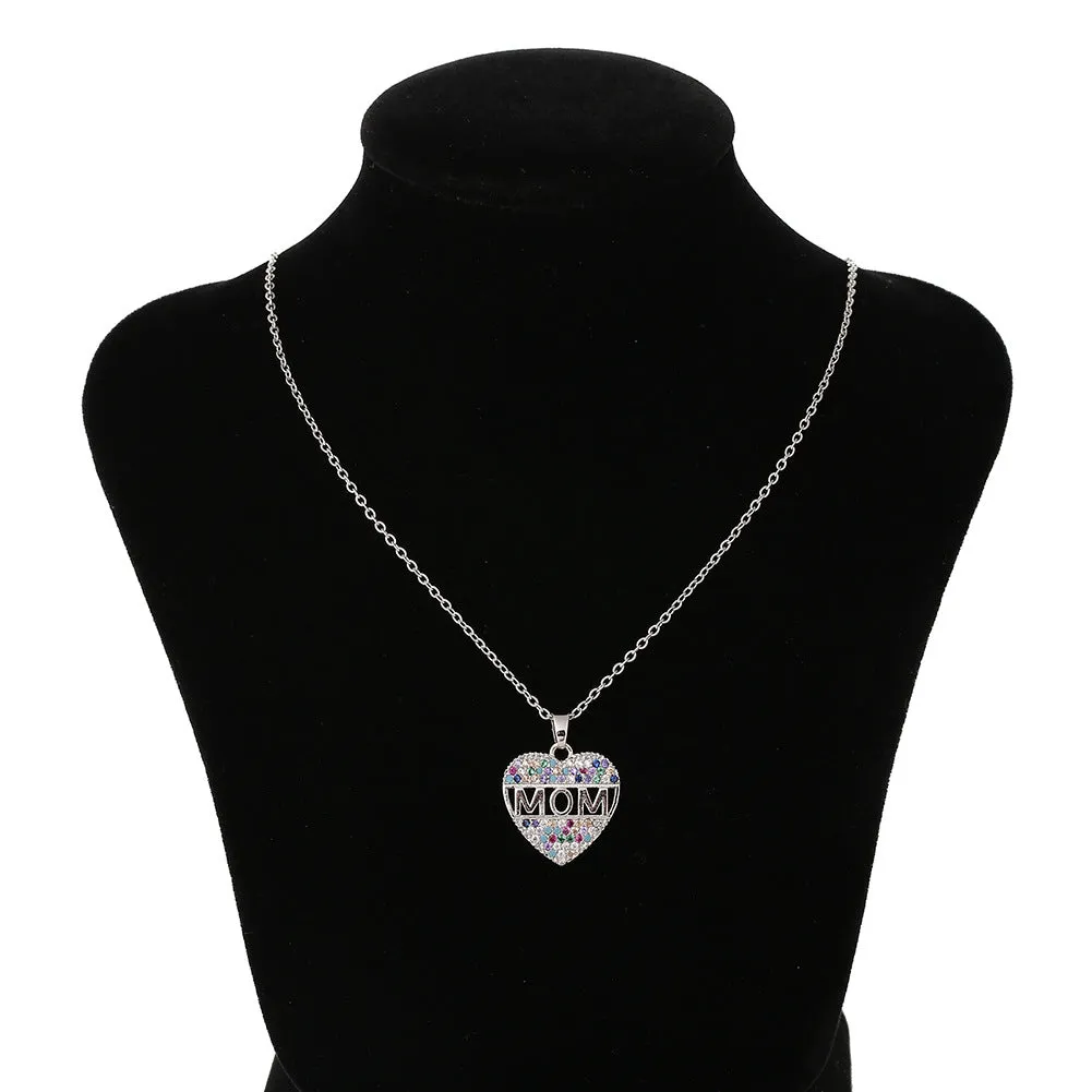 Gold copper heart cubic zirconia pendant necklace on 45+5cm chain