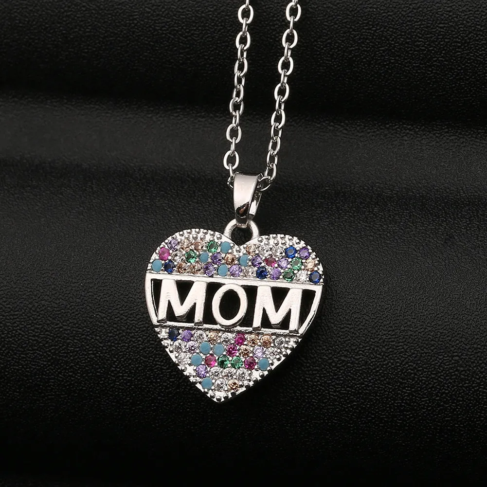Gold copper heart cubic zirconia pendant necklace on 45+5cm chain