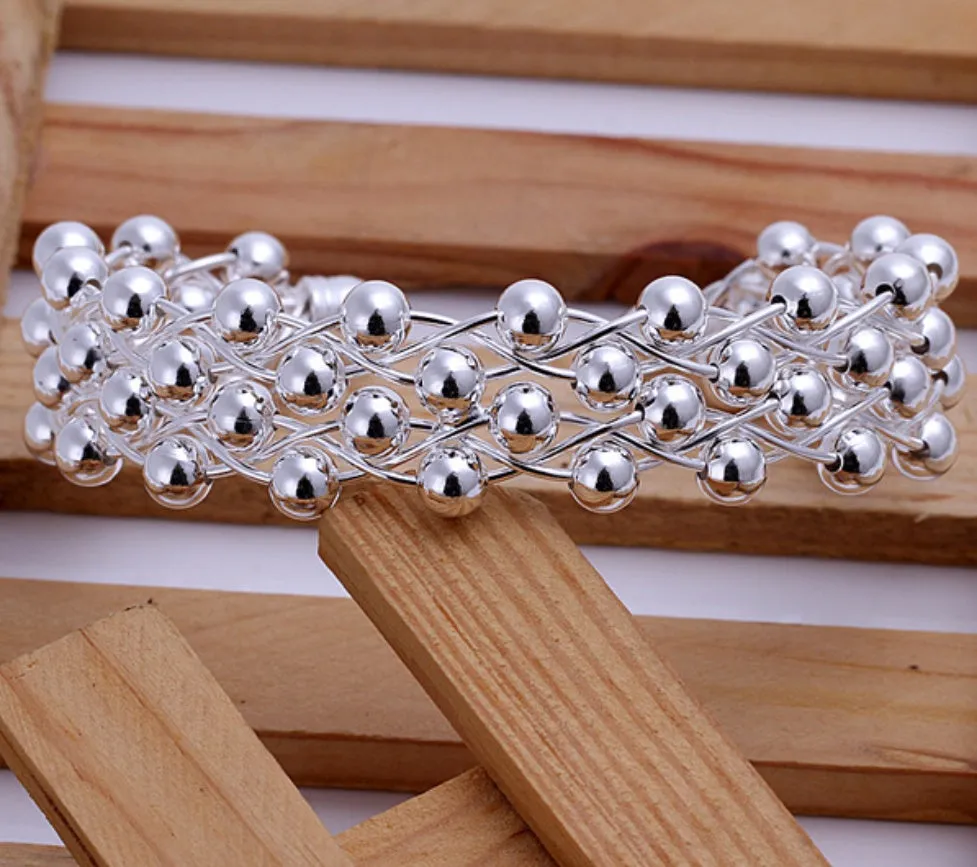 Silver sterling silver bracelet with grape set design, fashion shape, 925 silver, silver plated
