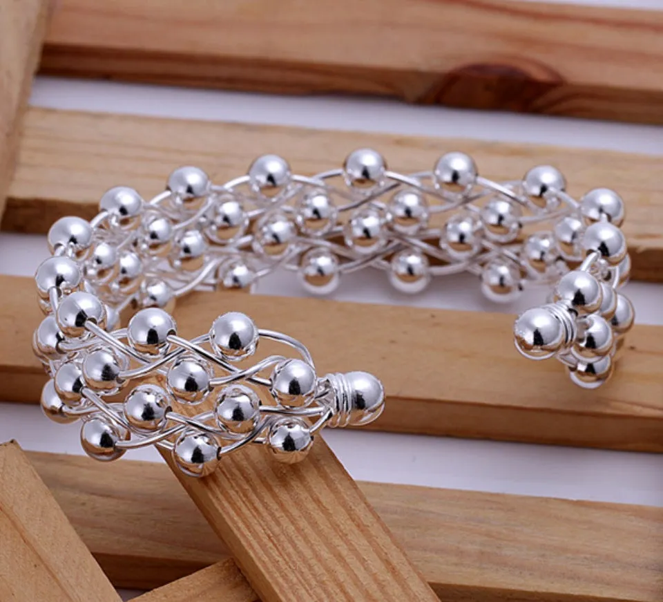 Silver sterling silver bracelet with grape set design, fashion shape, 925 silver, silver plated