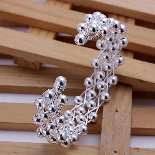 Silver sterling silver bracelet with grape set design, fashion shape, 925 silver, silver plated