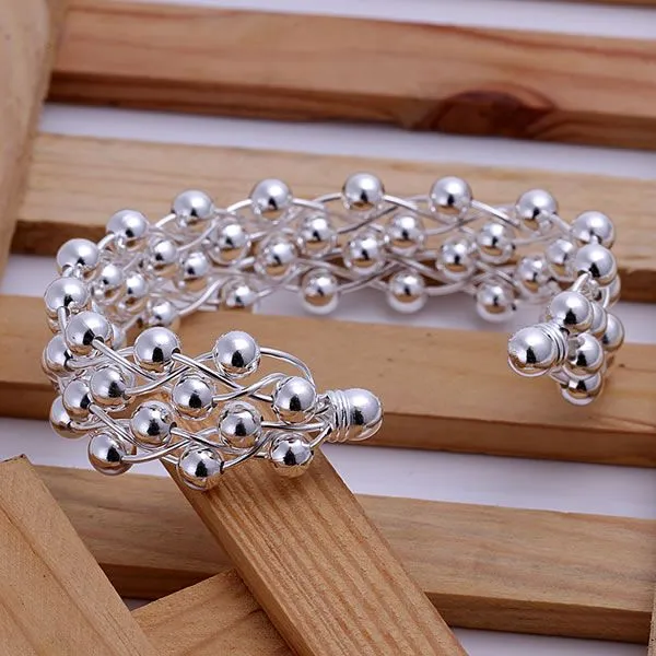 Silver sterling silver bracelet with grape set design, fashion shape, 925 silver, silver plated