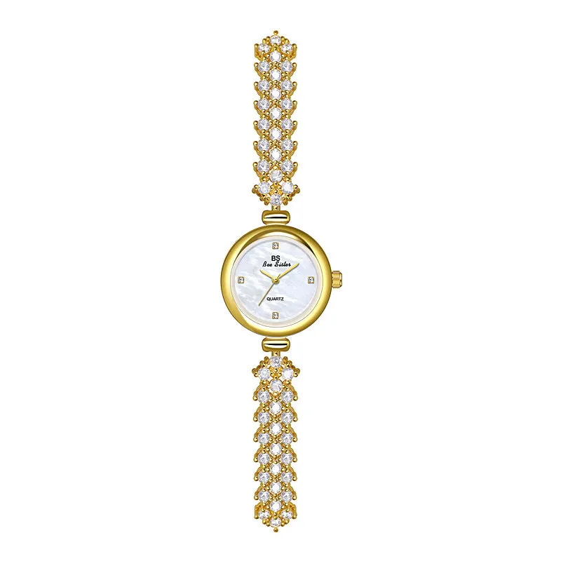 Mermaid light luxury diamond small chain watch in gold or silver with 7mm thickness and mineral glass mirror