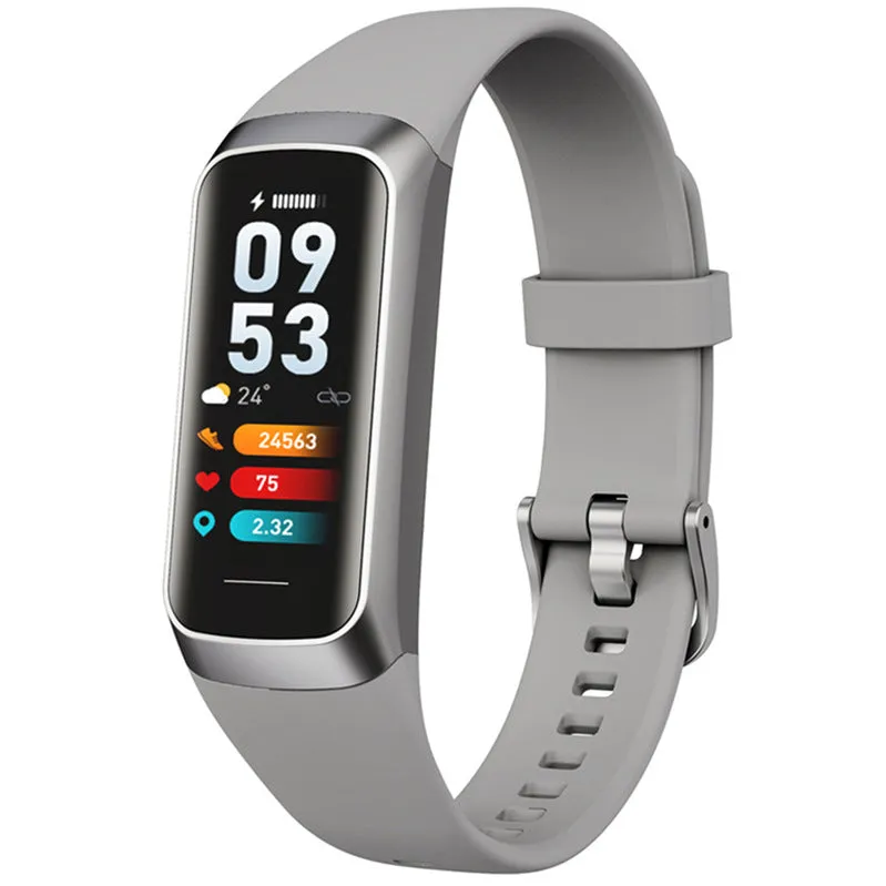 C60 smart watch with 1.1-inch MOLED display showing health data on wrist with black TPU band