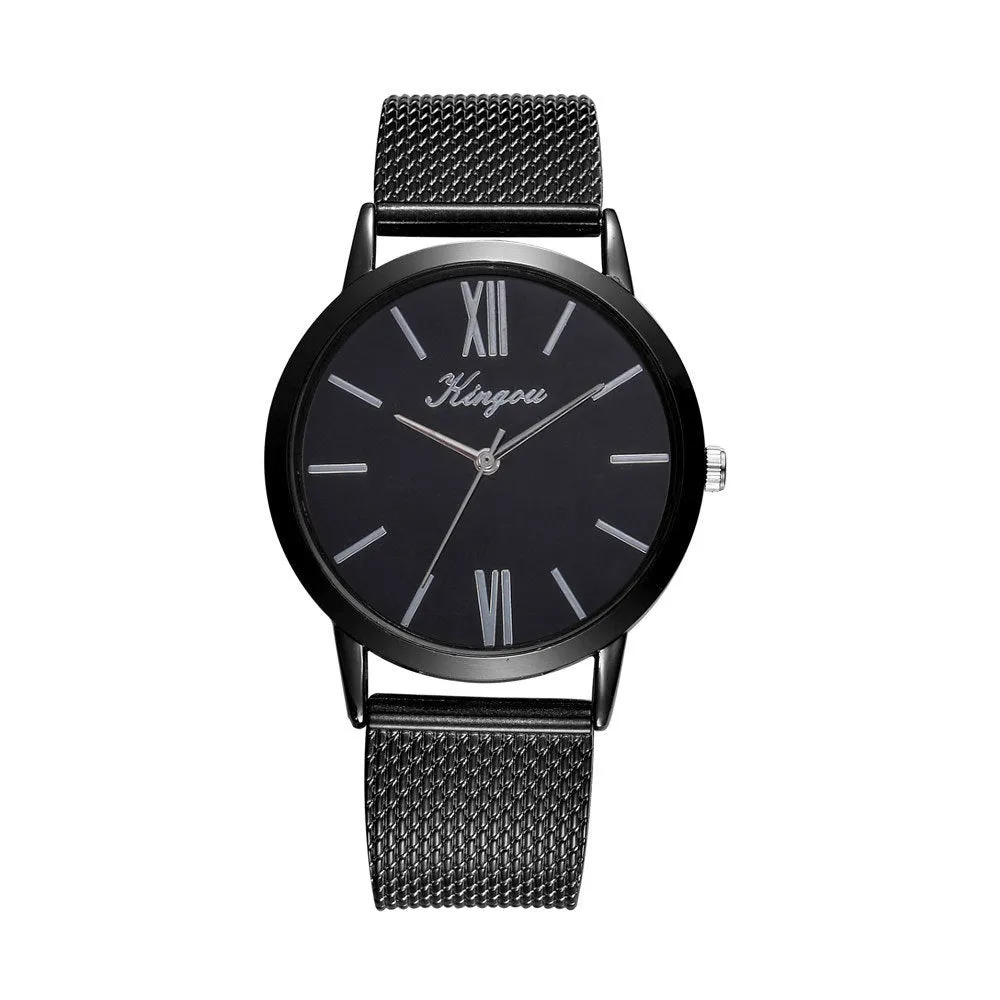 Ladies casual quartz watch with 40mm round dial, plastic strap, and alloy case on white background