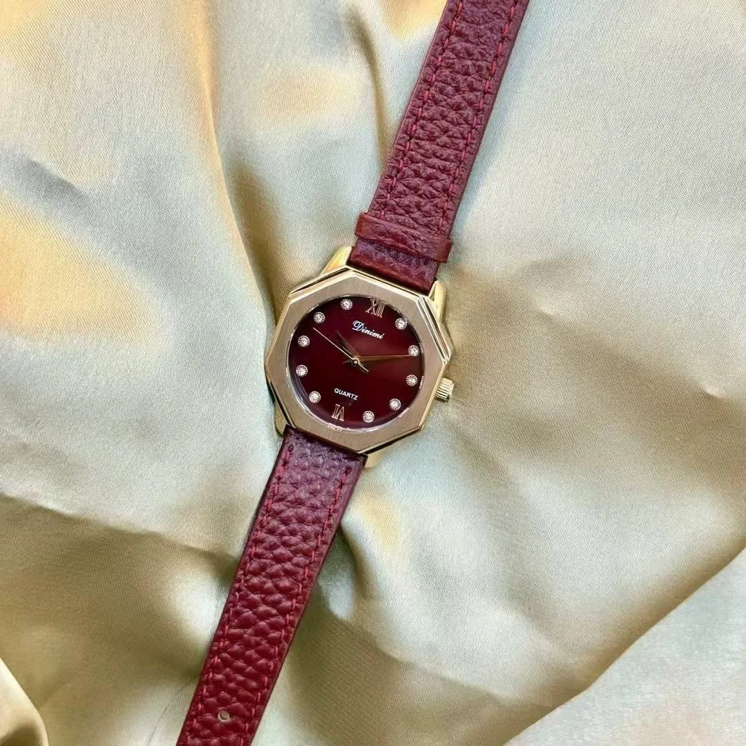 Alloy Chinese style women's wristwatch with 8mm thick case, showing choice of dial designs like octagonal or diamond.