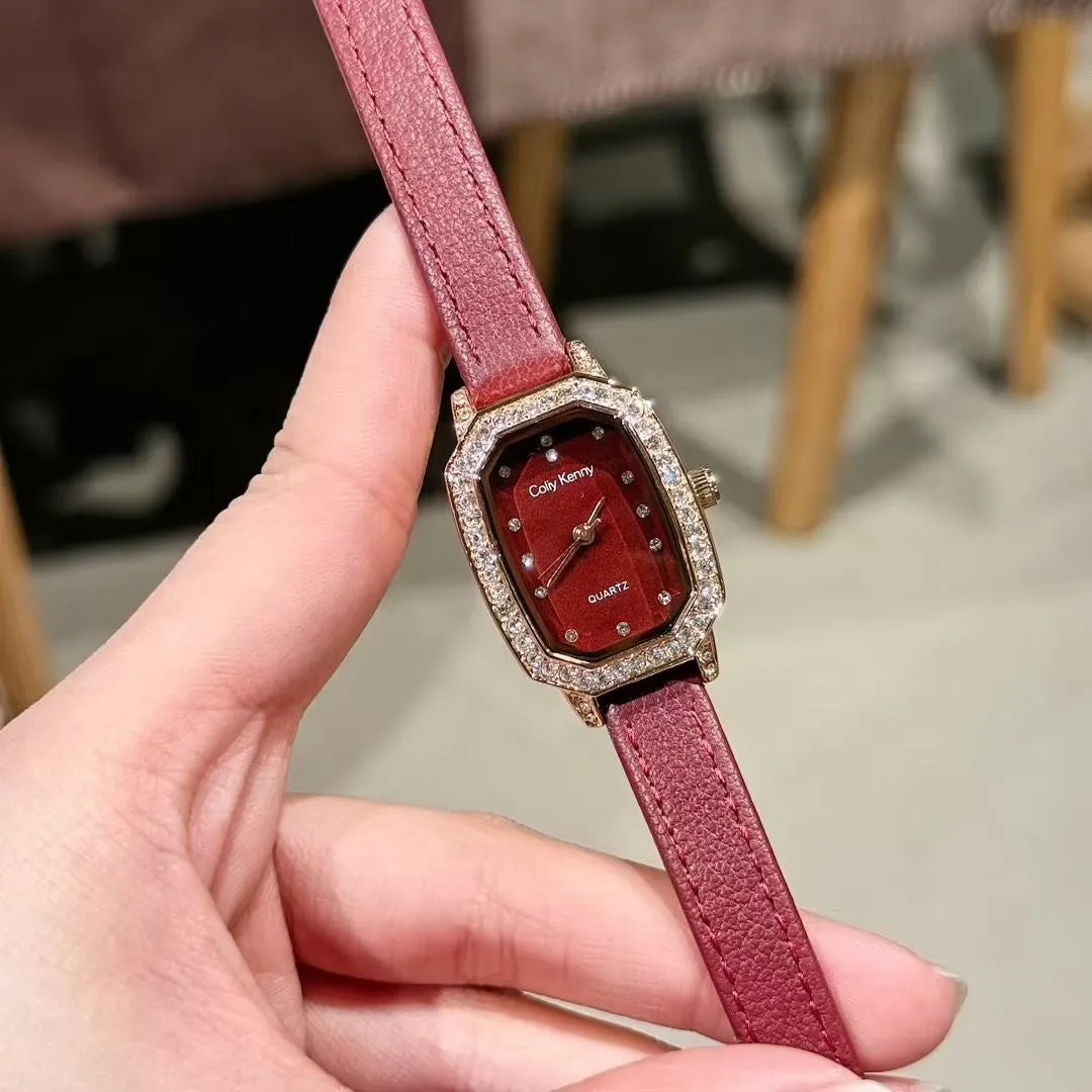Alloy Chinese style women's wristwatch with 8mm thick case, showing choice of dial designs like octagonal or diamond.