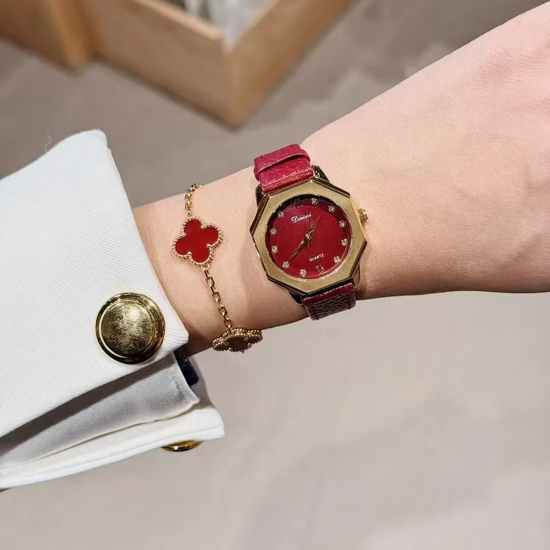 Alloy Chinese style women's wristwatch with 8mm thick case, showing choice of dial designs like octagonal or diamond.