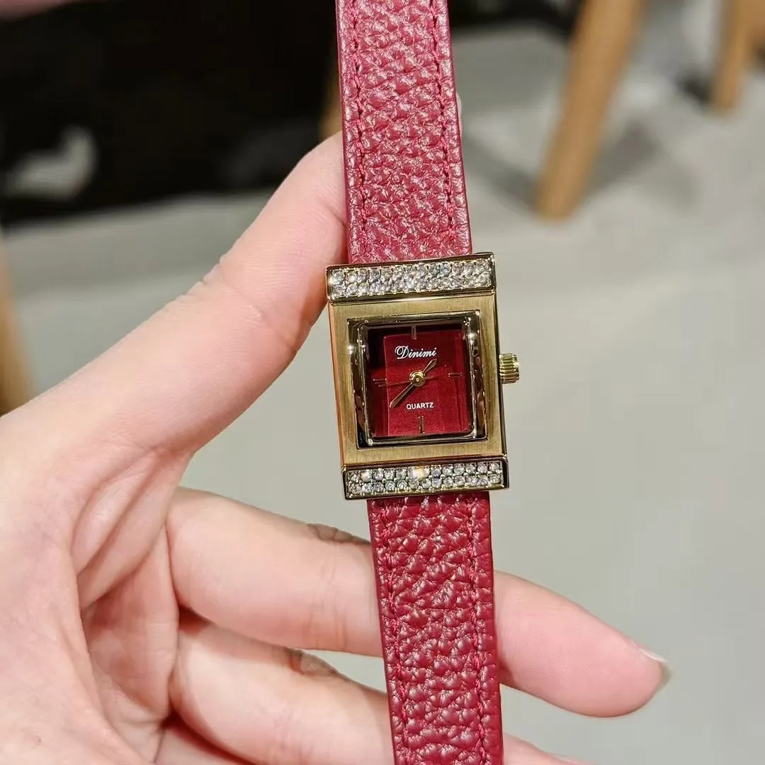 Alloy Chinese style women's wristwatch with 8mm thick case, showing choice of dial designs like octagonal or diamond.