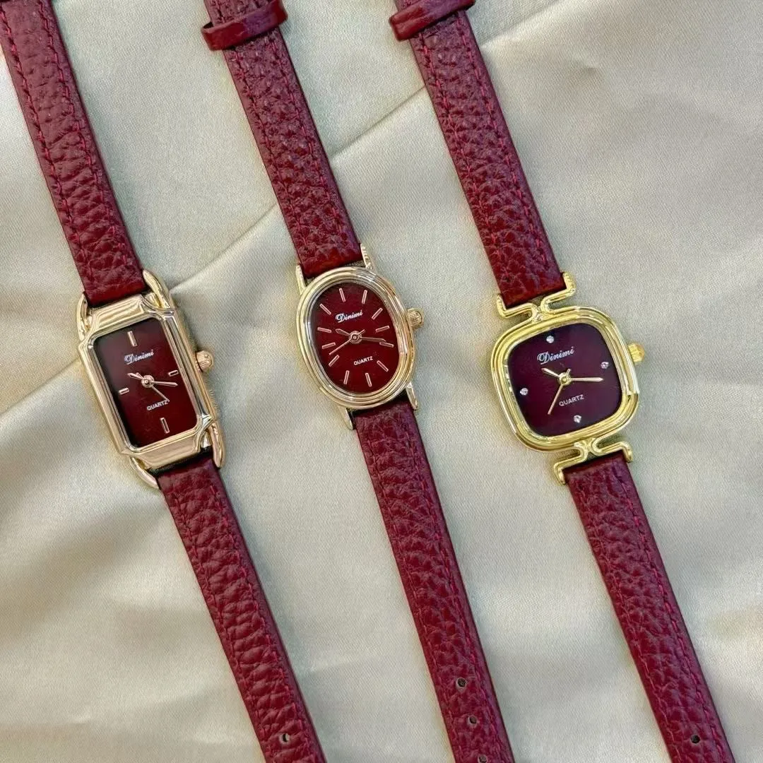 Alloy Chinese style women's wristwatch with 8mm thick case, showing choice of dial designs like octagonal or diamond.