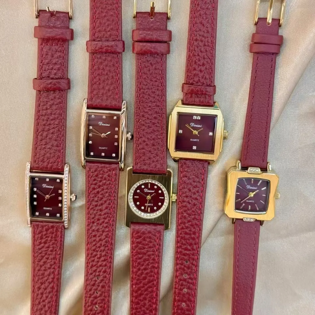 Alloy Chinese style women's wristwatch with 8mm thick case, showing choice of dial designs like octagonal or diamond.