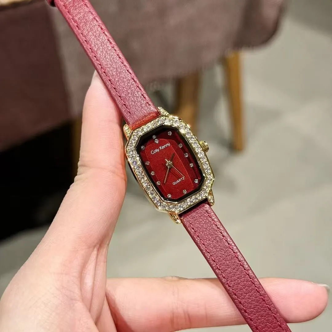 Alloy Chinese style women's wristwatch with 8mm thick case, showing choice of dial designs like octagonal or diamond.
