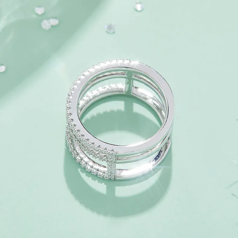 Moissanite wedding ring S925 silver platinum-plated with diamond pen test