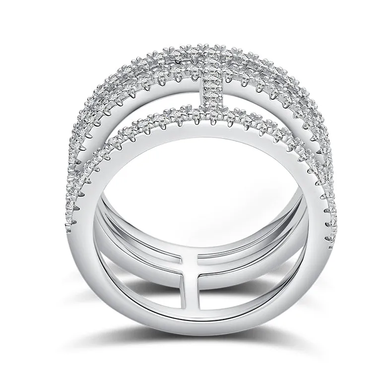 Moissanite wedding ring S925 silver platinum-plated with diamond pen test
