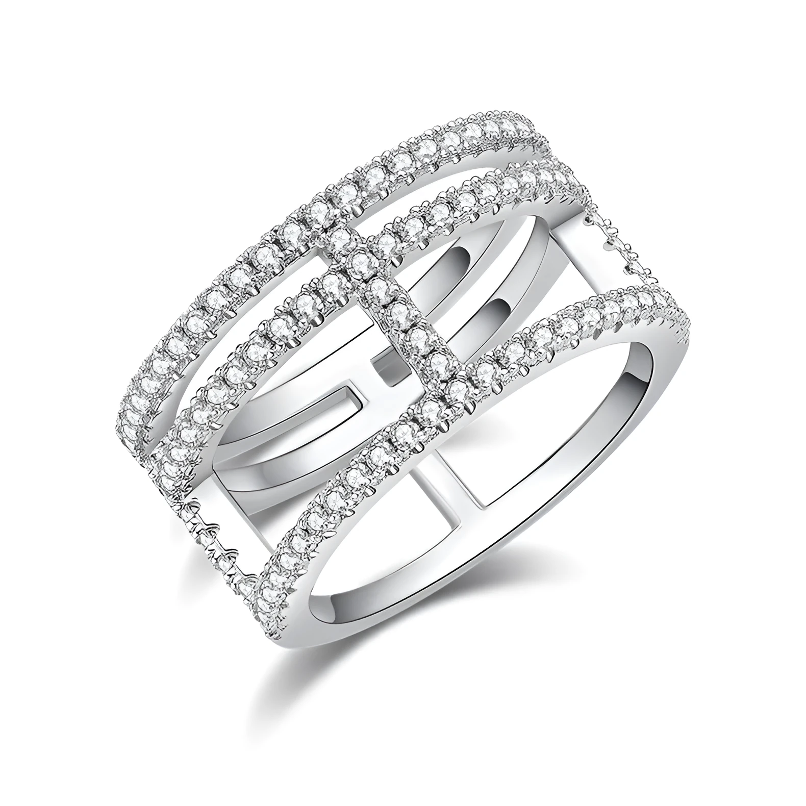 Moissanite wedding ring S925 silver platinum-plated with diamond pen test