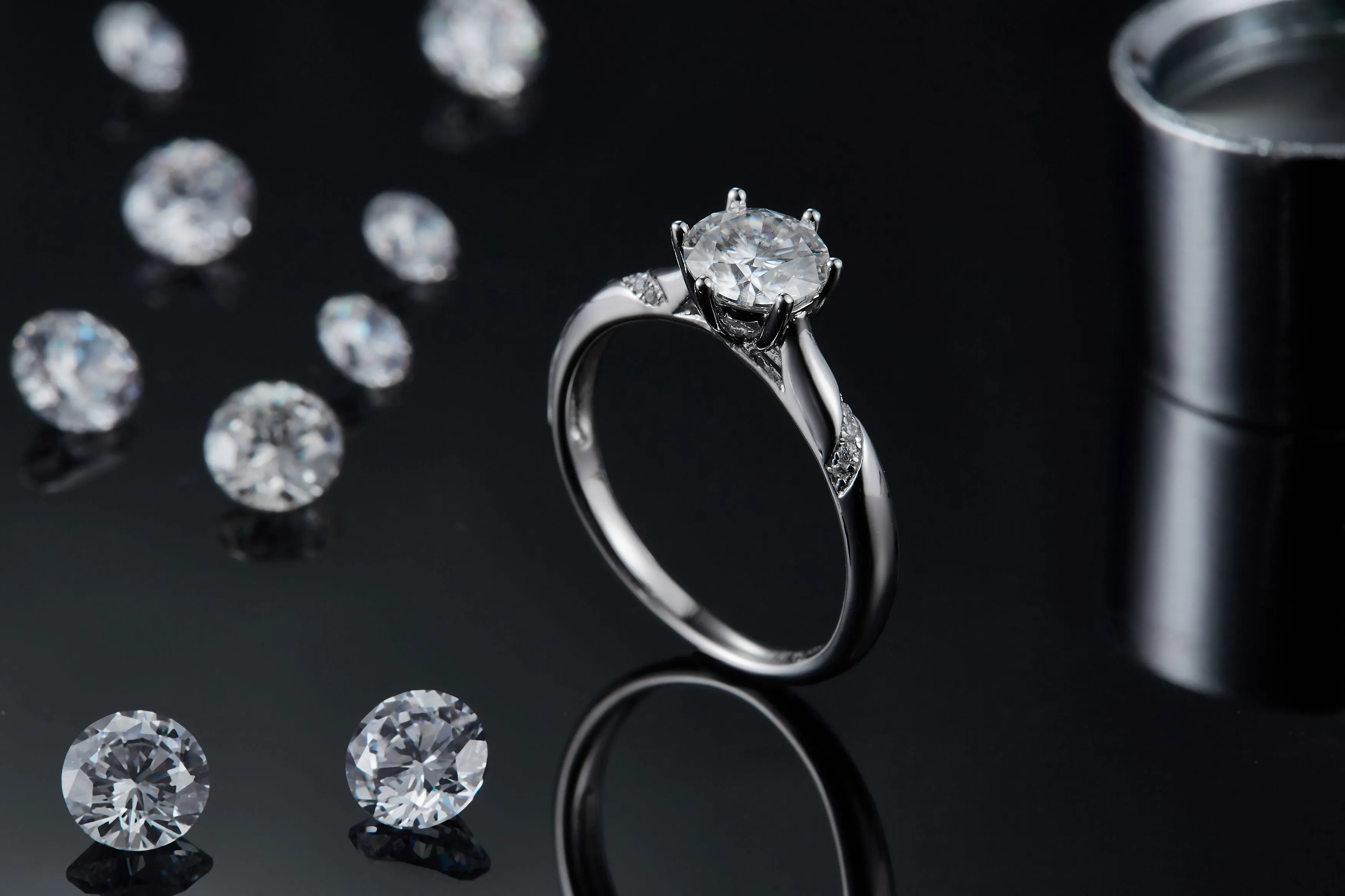 Snow Of The Soul 1 carat moissanite wedding ring set S925 silver platinum plated with GRA certificate gift box