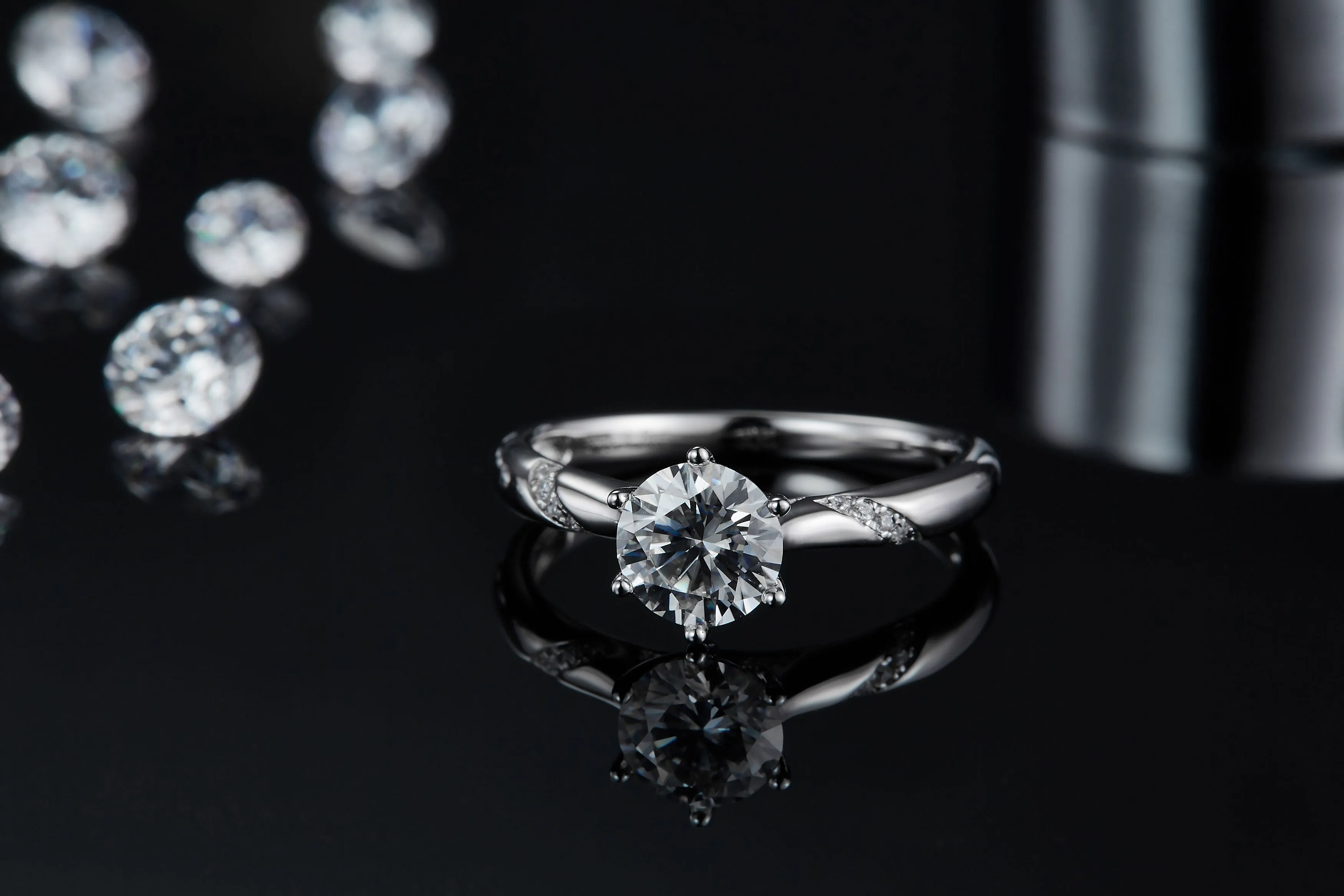 Snow Of The Soul 1 carat moissanite wedding ring set S925 silver platinum plated with GRA certificate gift box
