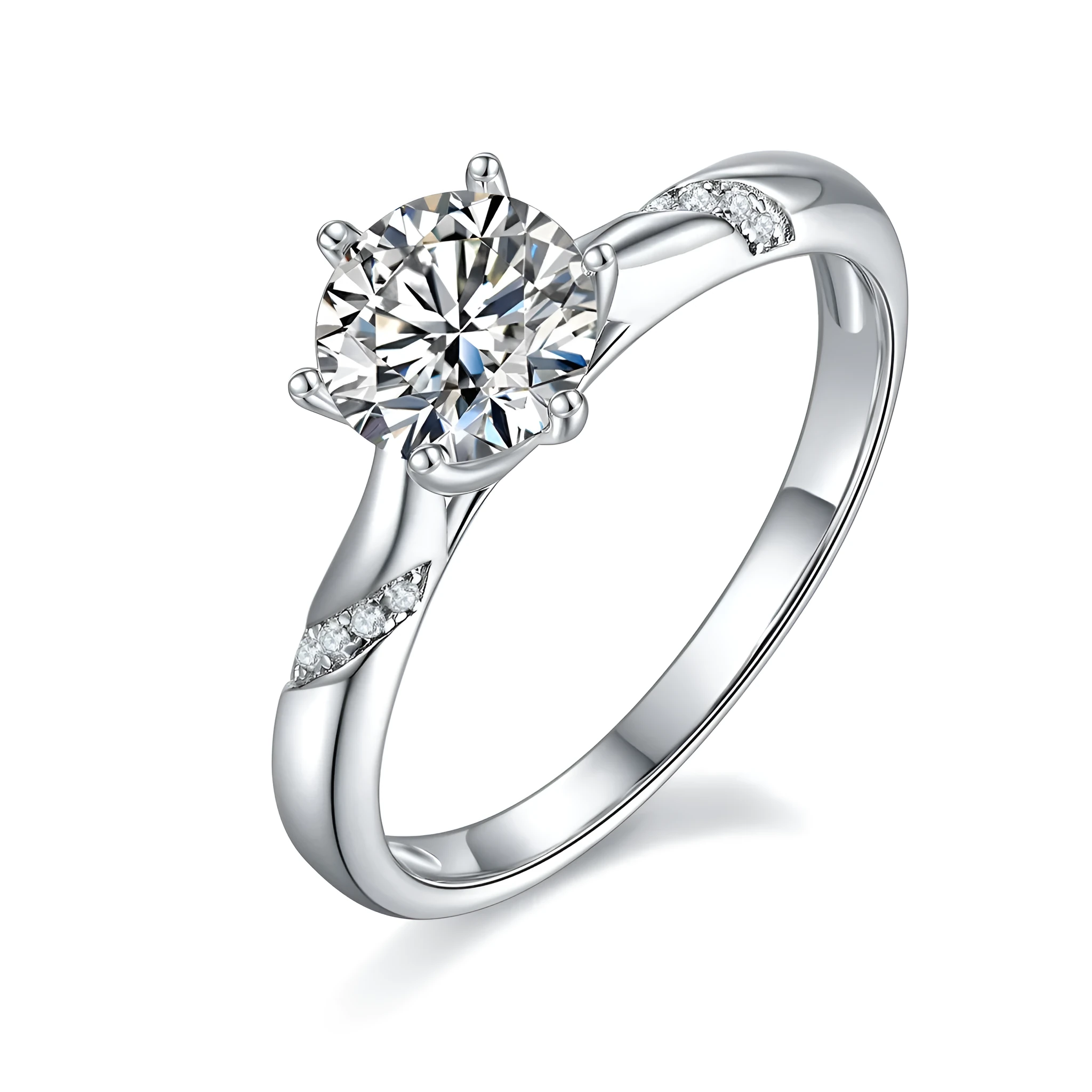 Snow Of The Soul 1 carat moissanite wedding ring set S925 silver platinum plated with GRA certificate gift box