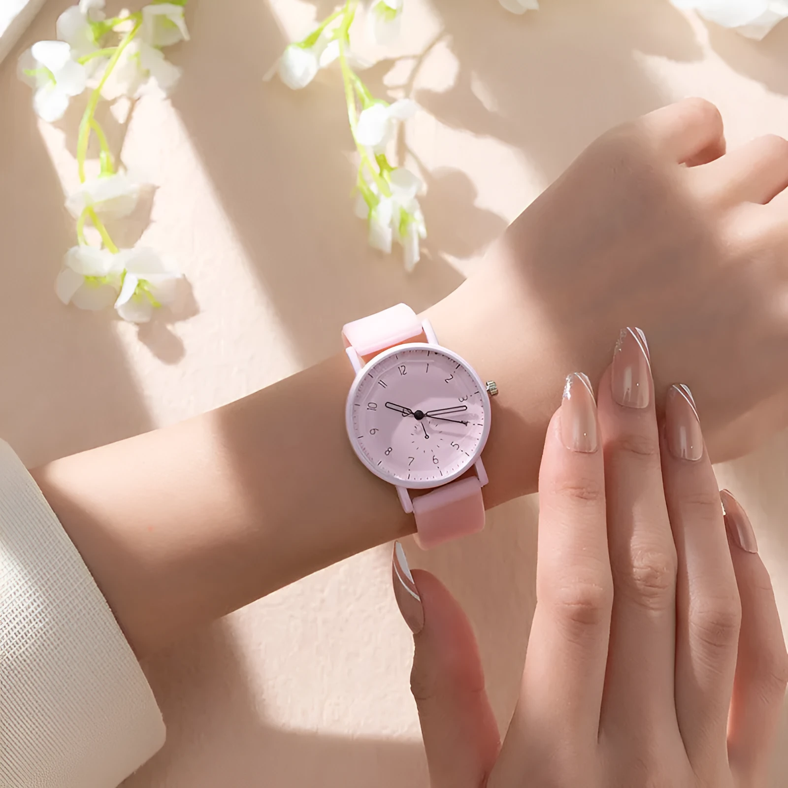 Women's digital silicone quartz watch with 33mm dial in mint green colour cartoon design