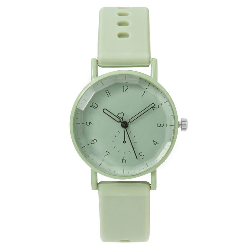 Women's digital silicone quartz watch with 33mm dial in mint green colour cartoon design