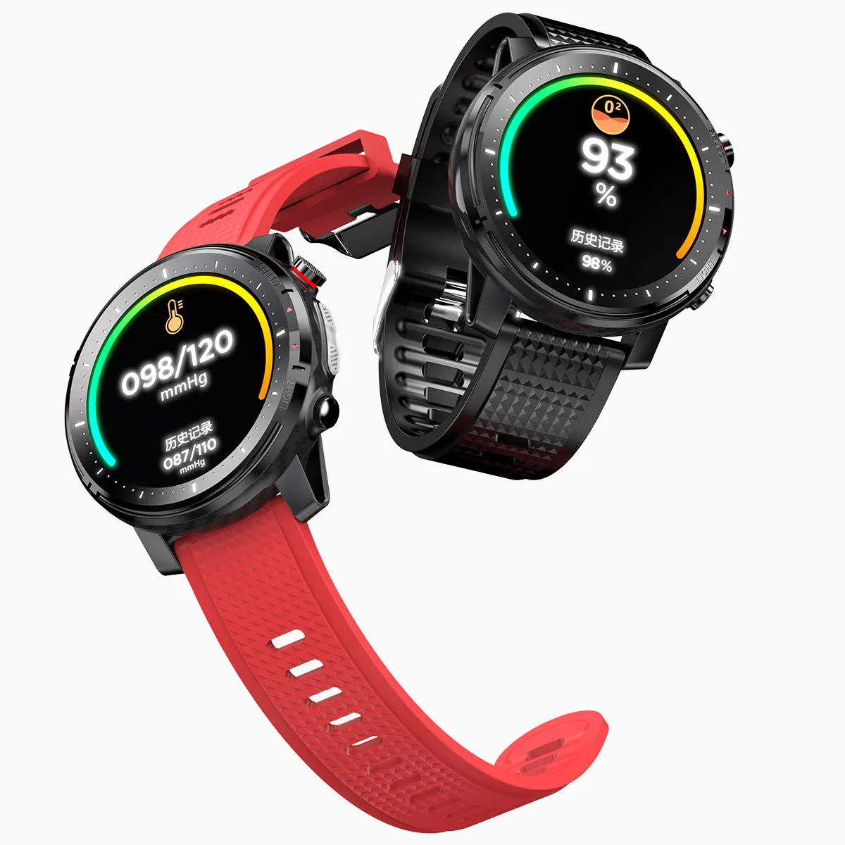 Smart bracelet watch with 1.3 inch screen alloy case and black strap on wrist