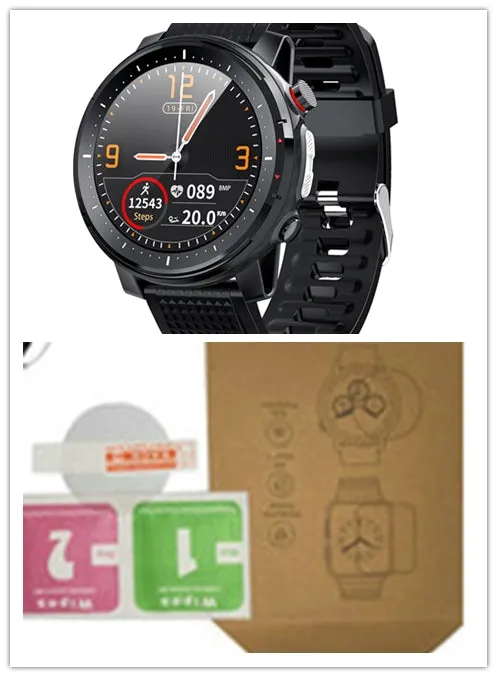 Smart bracelet watch with 1.3 inch screen alloy case and black strap on wrist