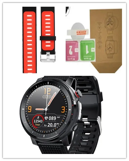Smart bracelet watch with 1.3 inch screen alloy case and black strap on wrist