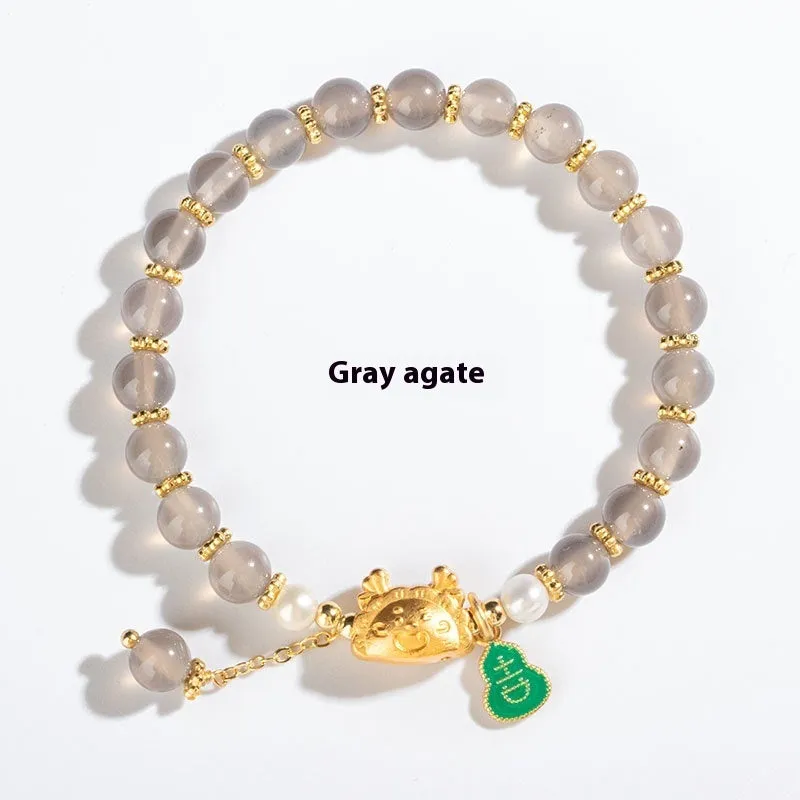 Handmade natural agate crystal bracelet with 8mm diamond-shaped beads in multiple colour options