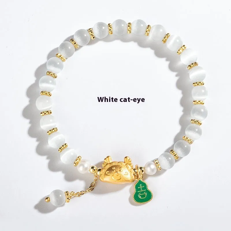 Handmade natural agate crystal bracelet with 8mm diamond-shaped beads in multiple colour options