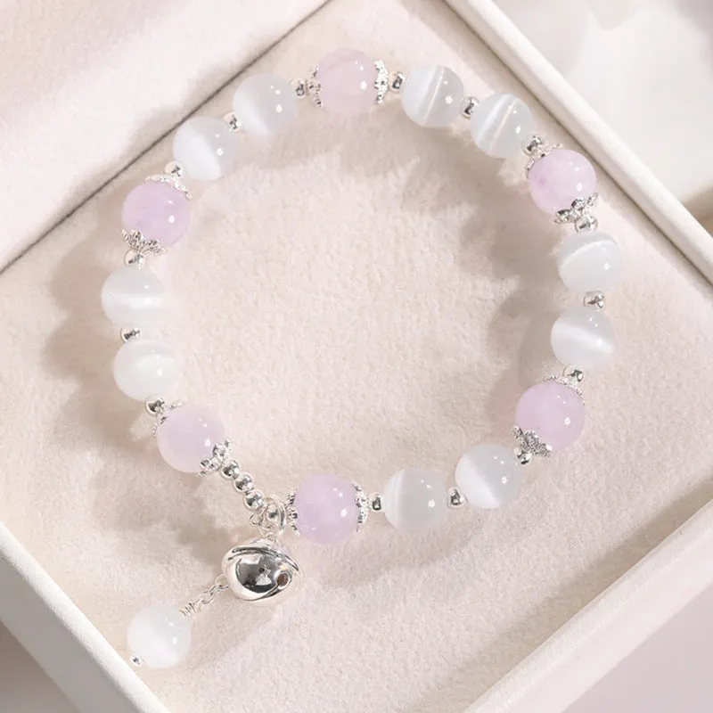 Women's opal beaded bracelet with diamond-shaped cat's eye stones in multiple colour options