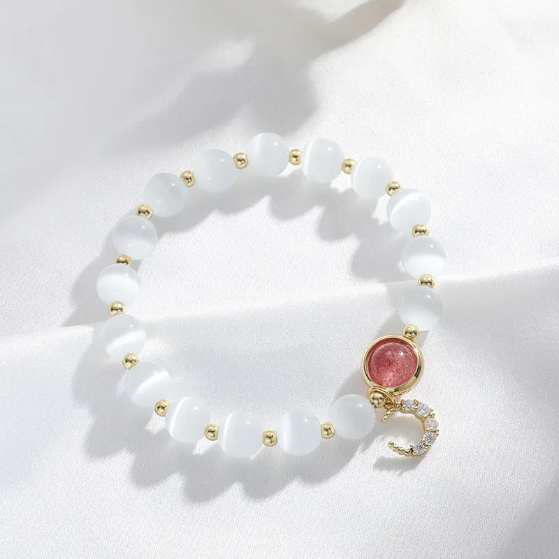 Women's opal beaded bracelet with diamond-shaped cat's eye stones in multiple colour options